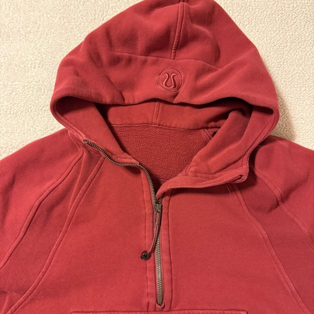 Lululemon Scuba Oversized 1/2 Zip Hoodie Sweatshirt Savannah Maroon Red Burgundy - Picture 9 of 15